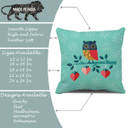 Owl Printed Cotton Canvas Cushion Cover, Pack of 5